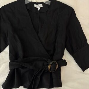 Linen Black Wrap Top - & Other Stories